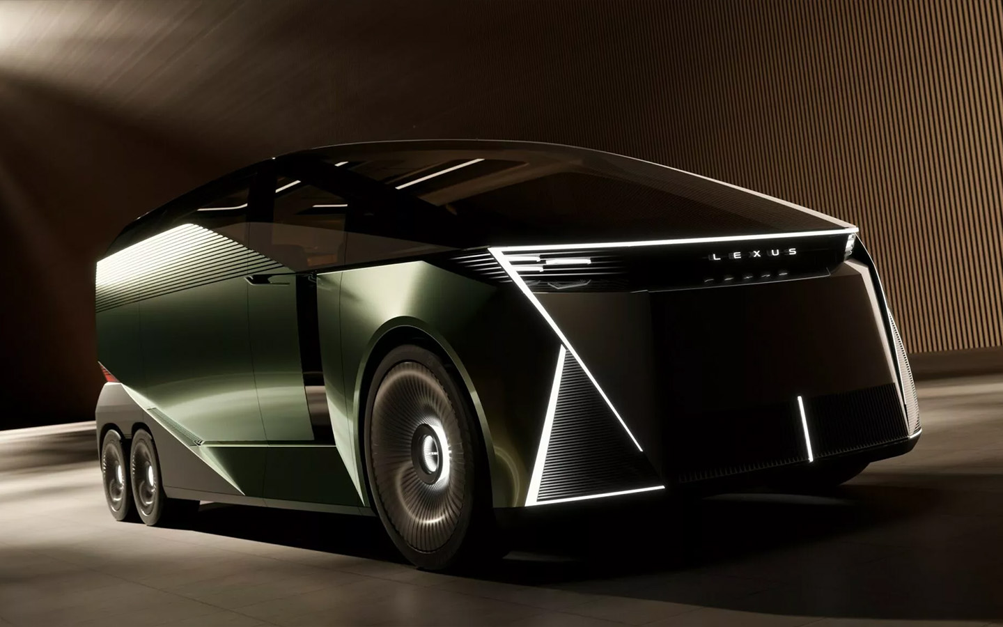 Lexus показал на Japan Mobility Show в Токио шестиколёсный минивэн LS класса ультра-люкс с футуристическим дизайном.